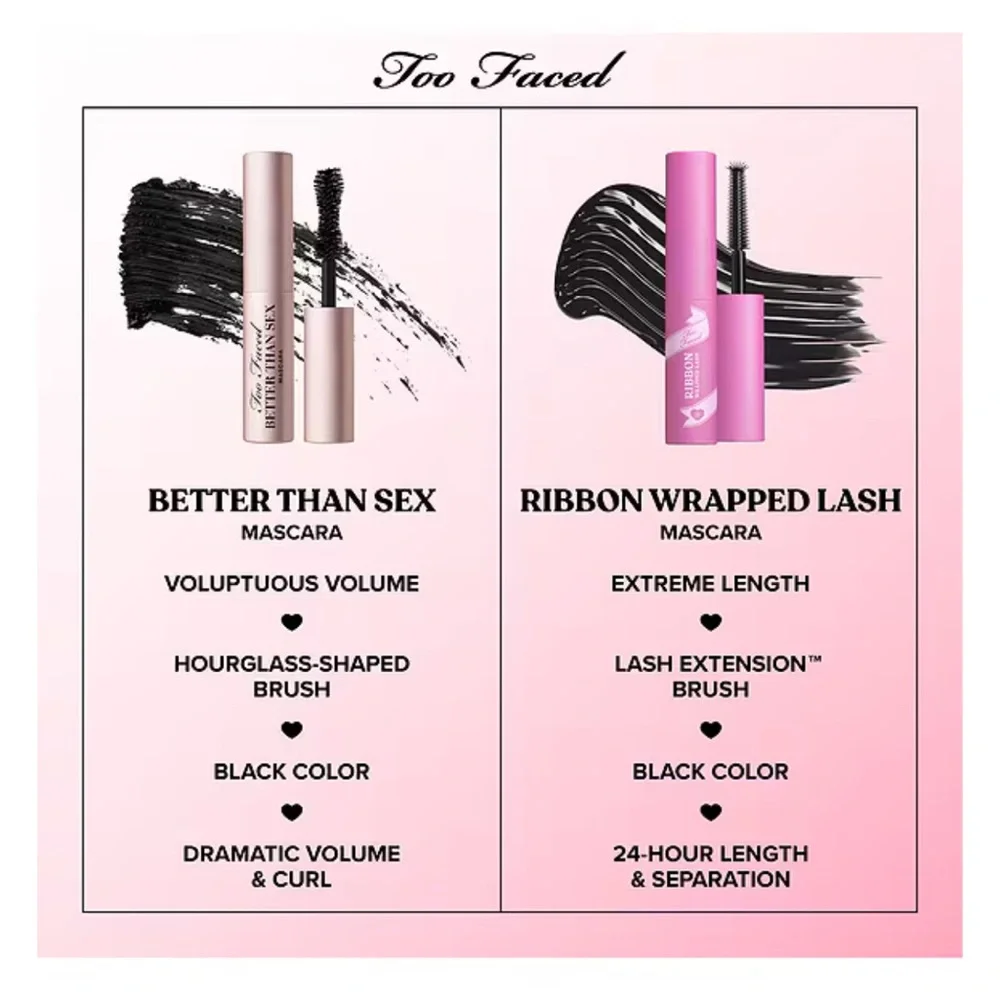 Too Faced Mascara and Eyeshadow Set - Pink, Purple, Black